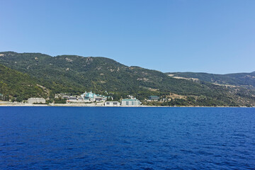 Fototapeta premium Mount Athos at Monastic State of the Holy Mountain, Greece