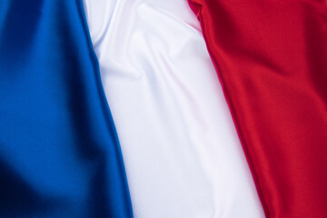 France national flag background with fabric texture.