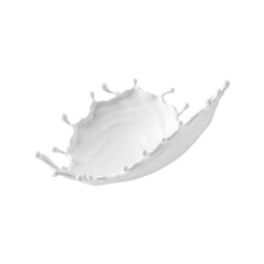 3d render, milk splash isolated on transparent background. White paint splashing. Cosmetics moisturizing lotion.