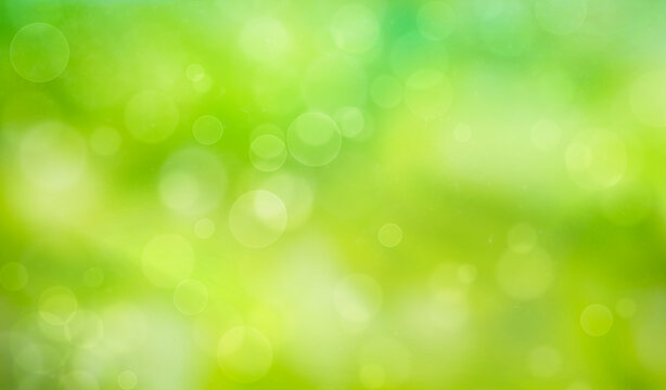Green bokeh background with circles. Spring and summer texture