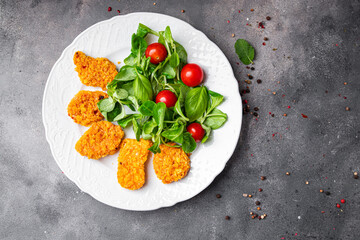 vegetarian nuggets no meat plant-based food healthy meal food snack diet on the table copy space...