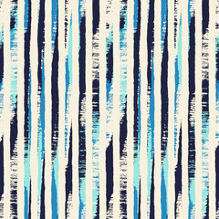 Blue Watercolor Drawn Brushed Textured Striped Pattern