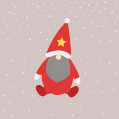 Santa Claus flat line icon. Christmas illustration. For cards, packaging, web, invitation, banner