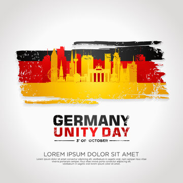 Germany unity day greeting card, with grunge and splash effect on flag as a symbol of independence