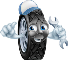 Tyre mechanic cartoon mascot