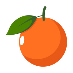 Orange with Leaf Isolated 
