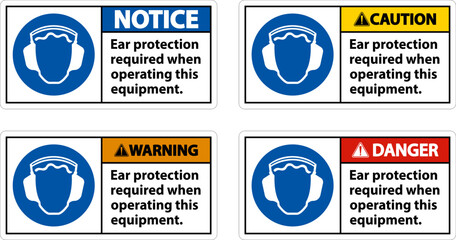 Ear Protection Required Sign On White Background