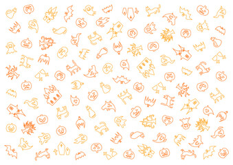 ハロウィンの背景模様イラスト（オレンジ色）