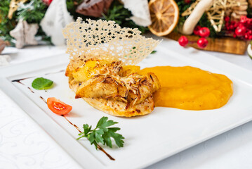roasted chicken with puree