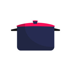 Cooking pan icon in flat color style. Food restaurant chef 