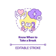 Know when to take break concept icon. Fixing broken marriage abstract idea thin line illustration. Conflict resolution. Isolated outline drawing. Editable stroke. Arial, Myriad Pro-Bold fonts used