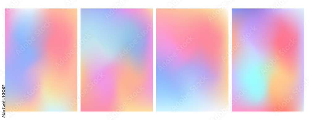 Canvas Prints holographic gradient set. iridescent aura pastel rainbow mesh soft backgrounds for design concepts, 