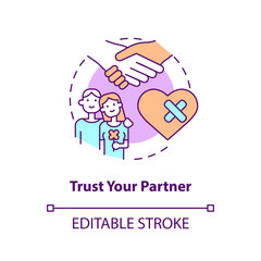 Trust partner concept icon. Saving broken relationship abstract idea thin line illustration. Showing mutual respect. Isolated outline drawing. Editable stroke. Arial, Myriad Pro-Bold fonts used