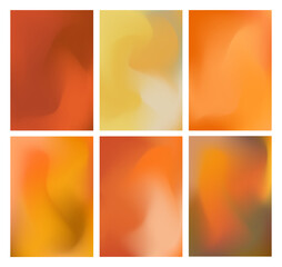 Set of autumn Gradient vector backgrounds with warm colors. Vector fall gradient backdrop for cover, wallpaper, greeting card, presentation, mobile app, poster