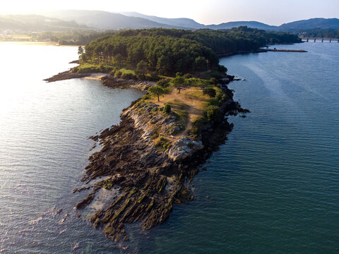  Impressive aerial drone image of the small fort of Neixon in Boiro - Galicia