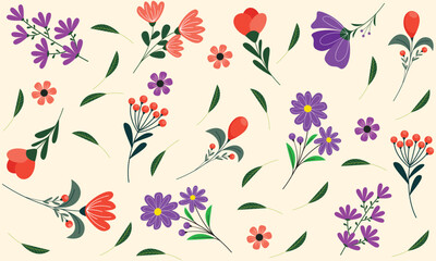 Hand drawn floral pattern. Flower background design