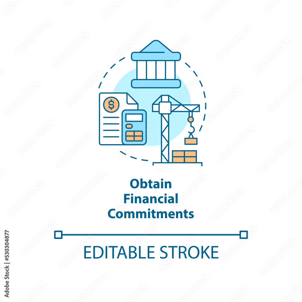 Poster obtain financial commitments concept icon. tip for housing development abstract idea thin line illus