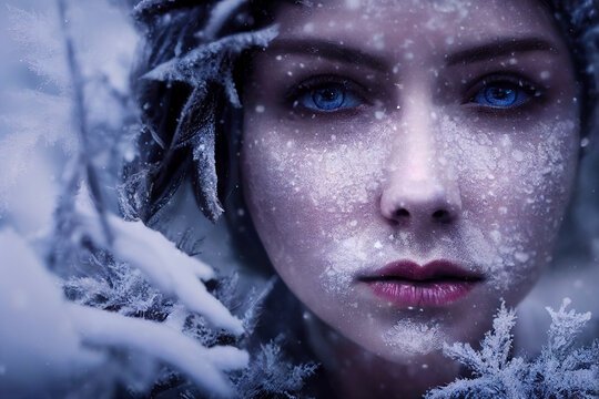 frozen hunter snow queen character character concept digital illustration, created with generative ai