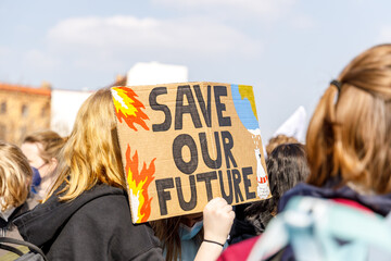 Students protesting during fridays for future