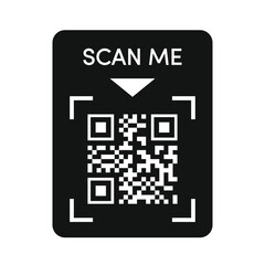 Qr code frame vector black color. Scan me tag. Qr code mock up. Barcode smartphone id icon, mobile payment and identity isolated on white background.