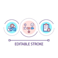 Fototapeta premium Business planning loop concept icon. Build strategy of corporate growth. Management abstract idea thin line illustration. Isolated outline drawing. Editable stroke. Arial font used