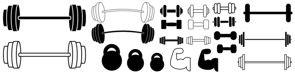 Dumbbell icon vector set. barbell illustration sign collection. body-building symbol. Sport logo. - obrazy, fototapety, plakaty