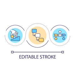 Build consistent plan loop concept icon. Strategy of corporate development. Step by step motion abstract idea thin line illustration. Isolated outline drawing. Editable stroke. Arial font used