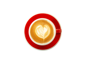 Red cup, Latte coffee heart shaped