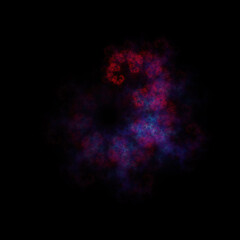 Colorful fractal nebula dust on black background