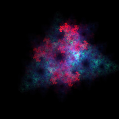 Colorful fractal nebula dust on black background