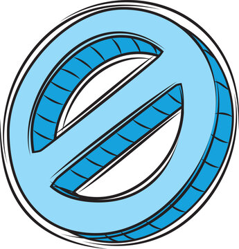 Vector Doodle of Blue stop or warning Icon