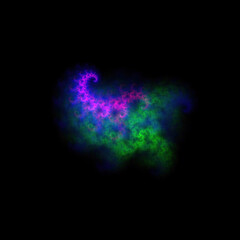 Colorful fractal nebula dust on black background