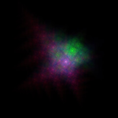 Colorful fractal nebula dust on black background