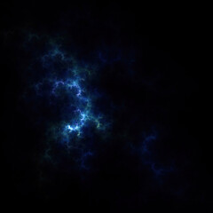 Colorful fractal nebula dust on black background