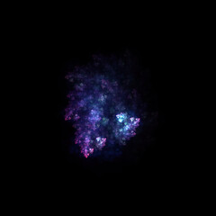 Colorful fractal nebula dust on black background