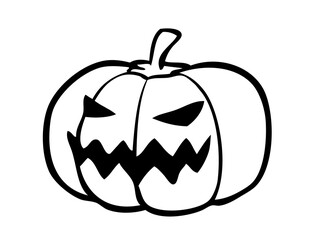 Ausmalbild Kürbis zu Halloween schwarz weiß