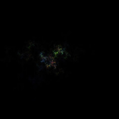 Colorful fractal nebula dust on black background