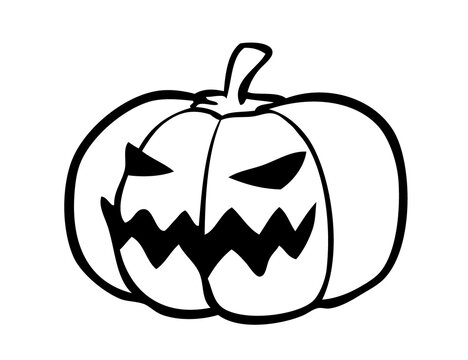 Ausmalbild K&uuml;rbis zu Halloween schwarz wei&szlig;