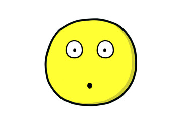 Fototapeta premium Gelbes Gesicht als rundes Emoticon beim Staunen