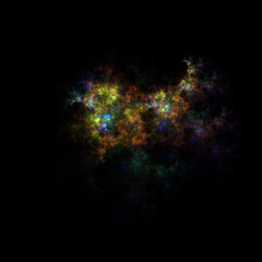 Colorful fractal nebula dust on black background