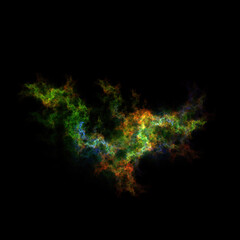 Colorful fractal nebula dust on black background