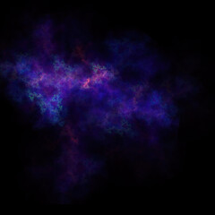 Colorful fractal nebula dust on black background