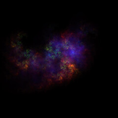 Colorful fractal nebula dust on black background