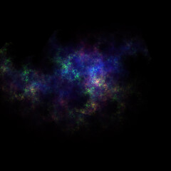 Colorful fractal nebula dust on black background
