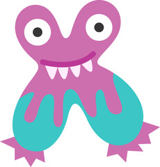 Childish monster X letter. Vector illustration