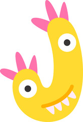 Childish monster J letter. Vector illustration