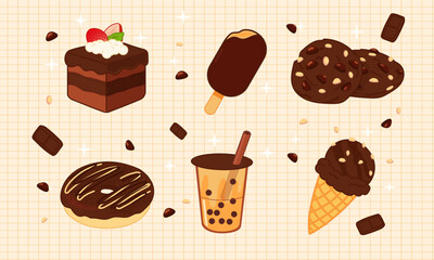 Cute Chocolate Drink Ice cream and bakery