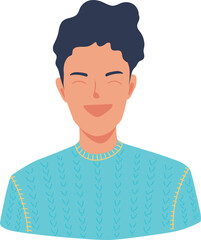 The Emotion of Man. Smiling Expression Cartoon Vector Illustration