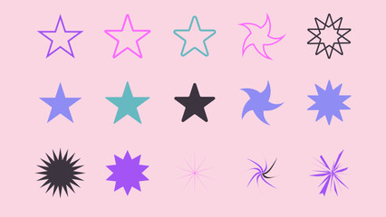 Cool Sparkle Icons Collection. Shine Effect Sign Vector Design. Set of Star Shapes. Magic Symbols. Vector illustration