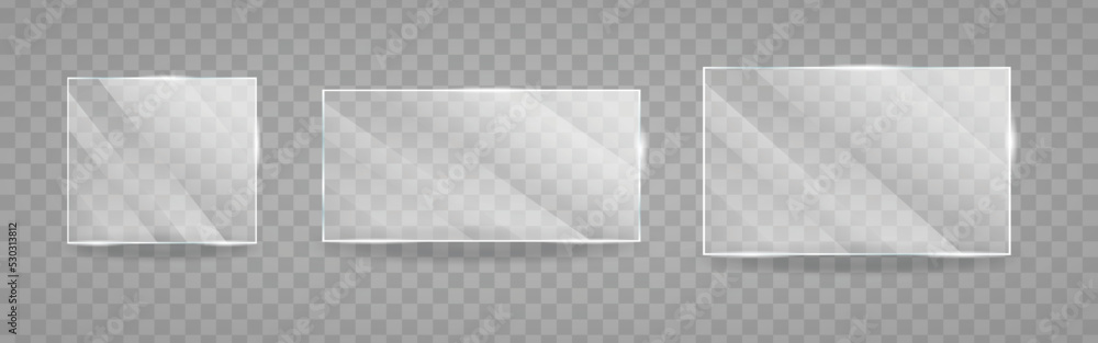 Wall mural glass with reflection effect in mockup style. vector of acrylic and glass texture with glare.